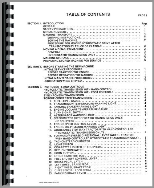 Operators Manual for International Harvester 240A Industrial Tractor Sample Page From Manual