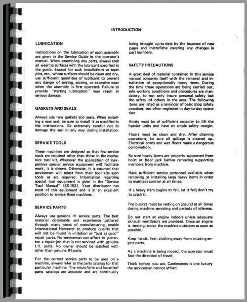 Service Manual for International Harvester 240A Industrial Tractor Sample Page From Manual