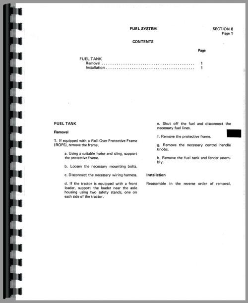Service Manual for International Harvester 240A Industrial Tractor Sample Page From Manual