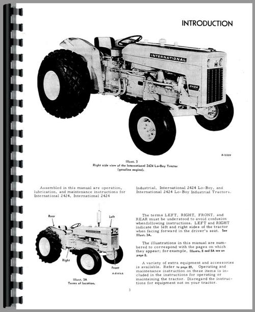 Operators Manual for International Harvester 2424 Industrial Tractor Sample Page From Manual
