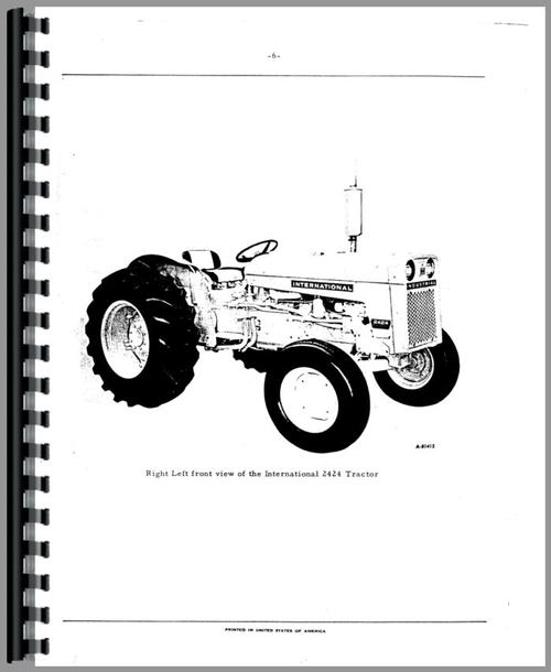 Parts Manual for International Harvester 2424 Industrial Tractor Sample Page From Manual