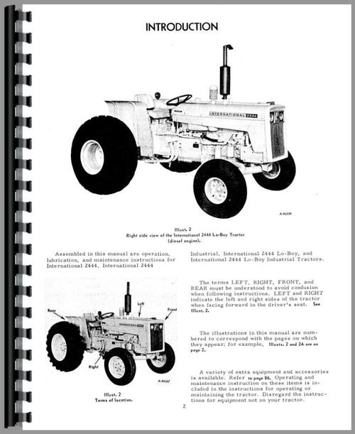 Operators Manual for International Harvester 2444 Industrial Tractor Sample Page From Manual