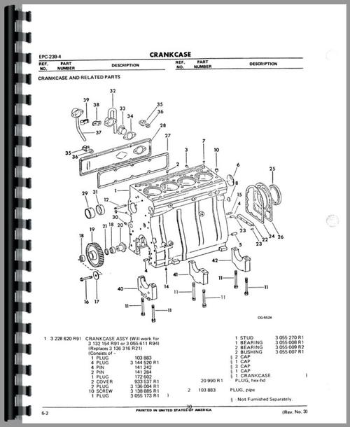 Parts Manual for International Harvester 2500B Industrial Tractor Engine Sample Page From Manual
