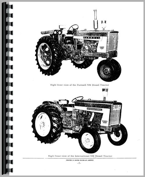 Parts Manual for International Harvester 2504 Industrial Tractor Sample Page From Manual