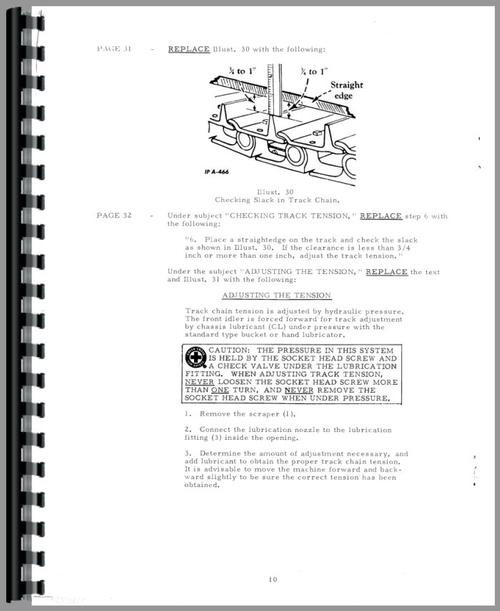 Operators Manual for International Harvester 250B Crawler Sample Page From Manual