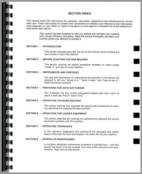 Operators Manual for International Harvester 250C Crawler Sample Page From Manual