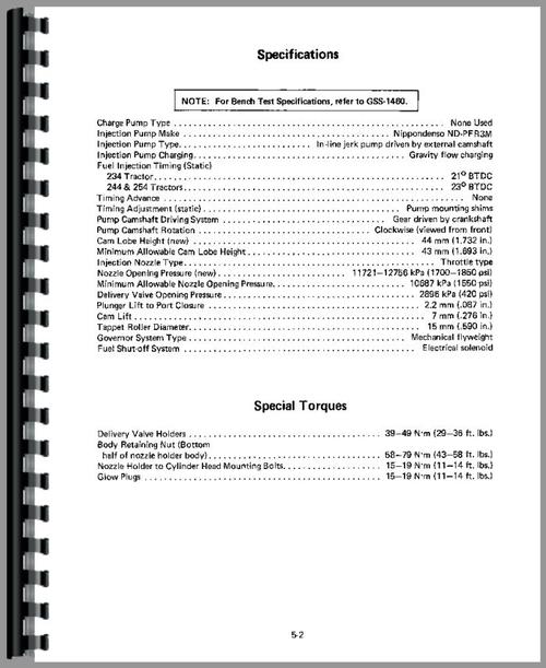 Service Manual for International Harvester 254 Tractor Sample Page From Manual