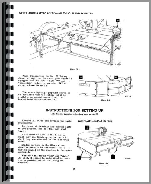 Operators Manual for International Harvester 26 Rotary Cutter Sample Page From Manual