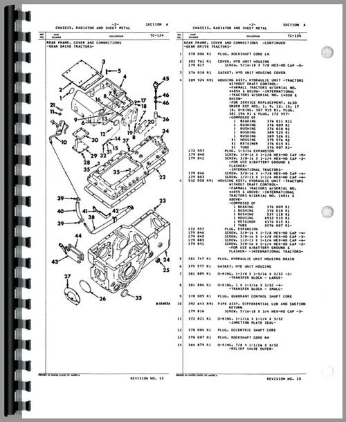 Parts Manual for International Harvester 2656 Industrial Tractor Sample Page From Manual