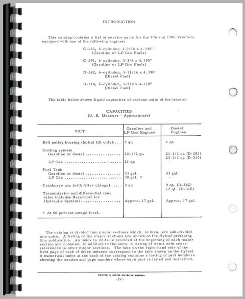 Parts Manual for International Harvester 2706 Industrial Tractor Sample Page From Manual