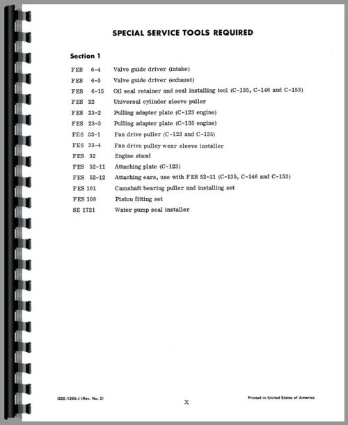 Service Manual for International Harvester 275 Windrower Engine Sample Page From Manual