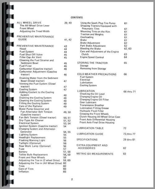Operators Manual for International Harvester 284 Tractor Sample Page From Manual