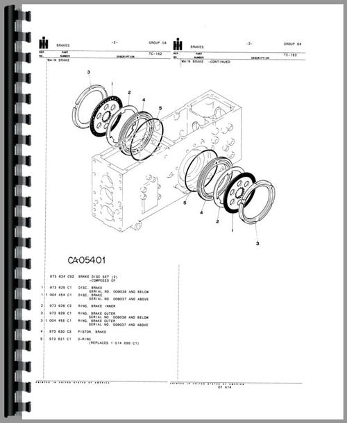 Parts Manual for International Harvester 284 Tractor Sample Page From Manual