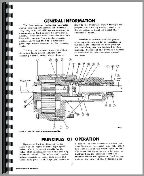 Service Manual for International Harvester 300 Tractor Behlen Power Steering Sample Page From Manual
