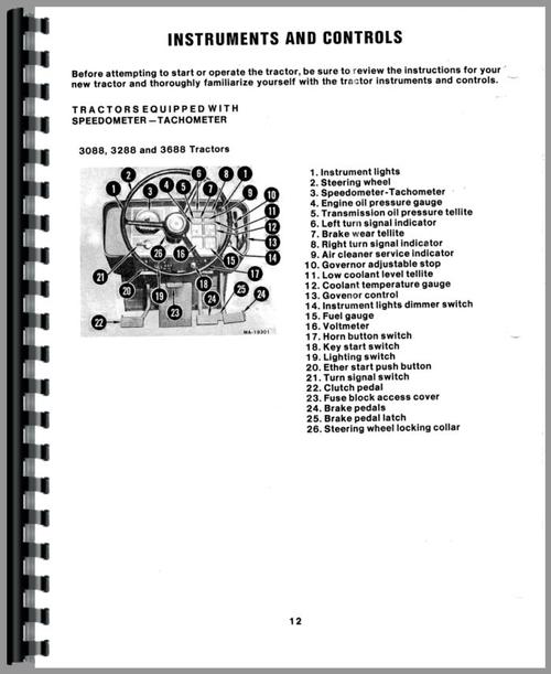 Operators Manual for International Harvester 3088 Tractor Sample Page From Manual