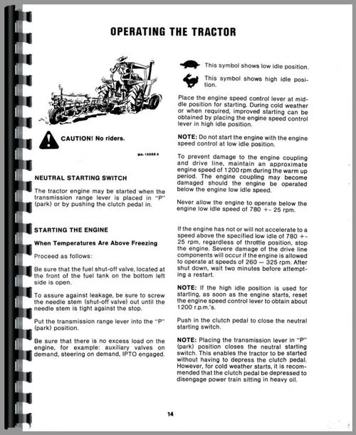 Operators Manual for International Harvester 3388 Tractor Sample Page From Manual