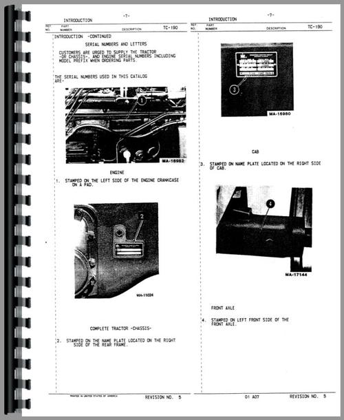 Parts Manual for International Harvester 3388 Tractor Sample Page From Manual