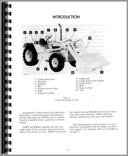 Operators Manual for International Harvester 3400A Industrial Tractor Sample Page From Manual