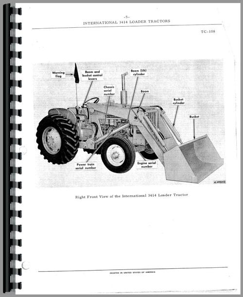 Parts Manual for International Harvester 3414 Industrial Tractor Sample Page From Manual