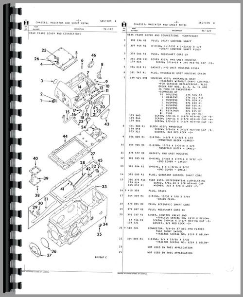Parts Manual for International Harvester 3514 Industrial Tractor Sample Page From Manual
