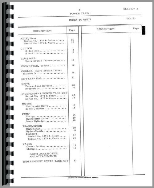 Parts Manual for International Harvester 3616 Loader Sample Page From Manual