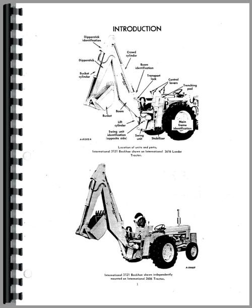 Operators Manual for International Harvester 3616 Backhoe Attachment Sample Page From Manual