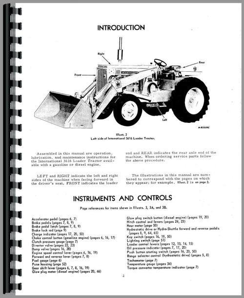 Operators Manual for International Harvester 3616 Industrial Tractor Sample Page From Manual