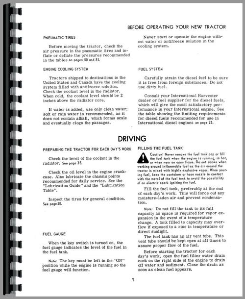 Operators Manual for International Harvester 3820A Industrial Tractor Sample Page From Manual