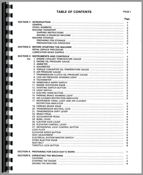 Operators Manual for International Harvester 412 Scraper Sample Page From Manual