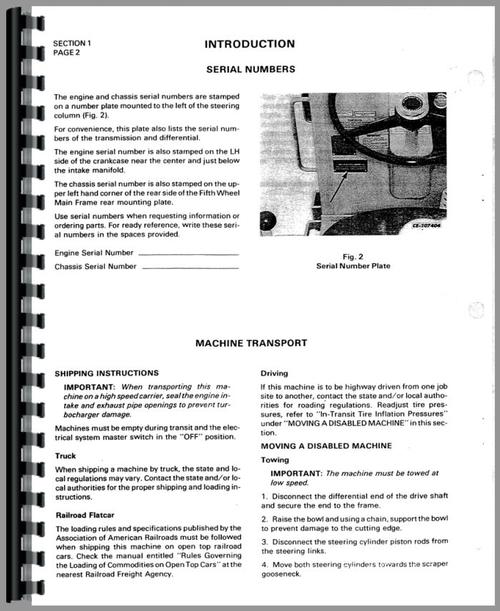 Operators Manual for International Harvester 412 Scraper Sample Page From Manual