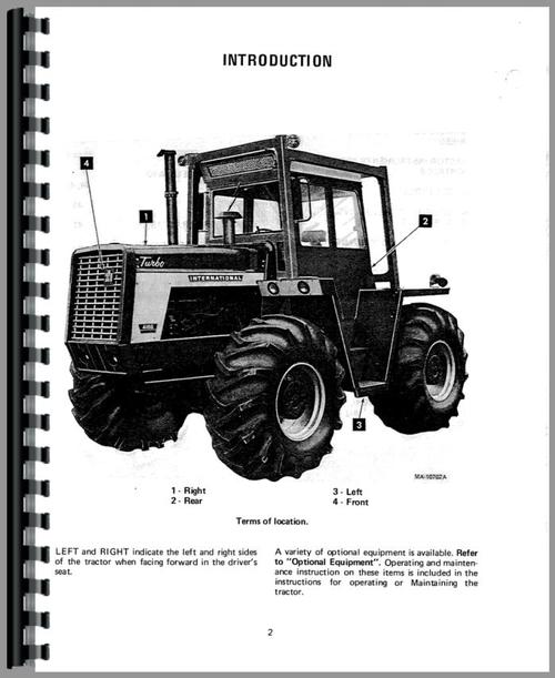 Operators Manual for International Harvester 4186 Tractor Sample Page From Manual