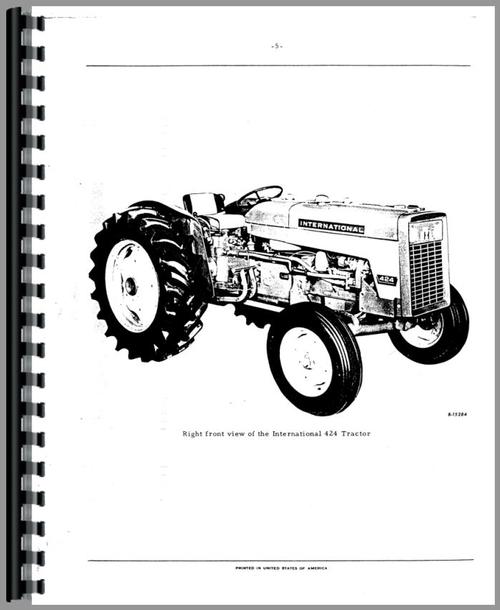 Parts Manual for International Harvester 424 Tractor Sample Page From Manual