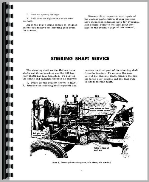 Service Manual for International Harvester 424 Tractor Sample Page From Manual
