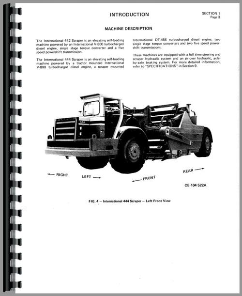Operators Manual for International Harvester 433 Pay Scraper Sample Page From Manual