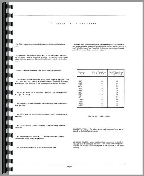 Parts Manual for International Harvester 434 Tractor Sample Page From Manual