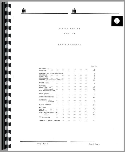 Parts Manual for International Harvester 434 Tractor Sample Page From Manual
