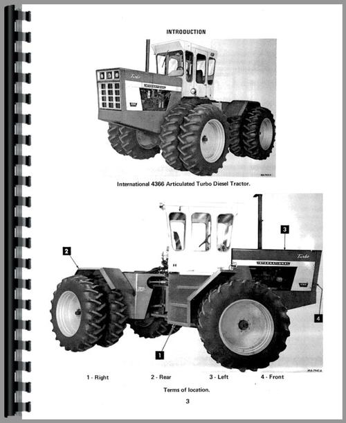 Operators Manual for International Harvester 4366 Tractor Sample Page From Manual