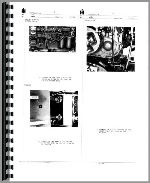 Parts Manual for International Harvester 4366 Tractor Sample Page From Manual