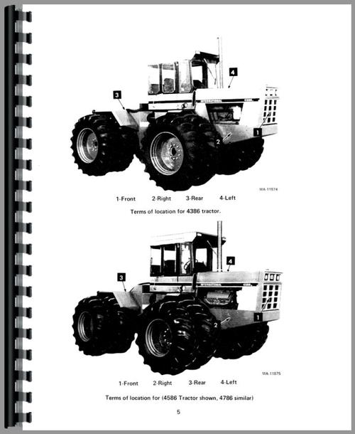 Operators Manual for International Harvester 4386 Tractor Sample Page From Manual
