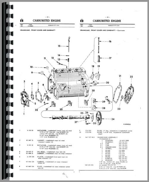 Parts Manual for International Harvester 4414 Forklift Sample Page From Manual