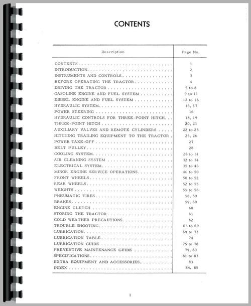 Operators Manual for International Harvester 444 Tractor Sample Page From Manual