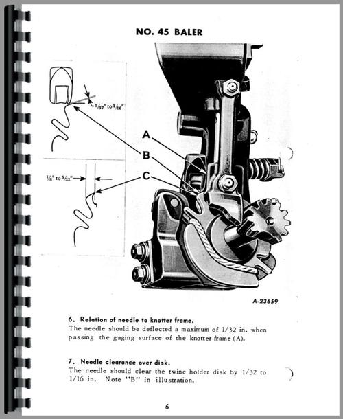 Service Manual for International Harvester 45T Baler Sample Page From Manual