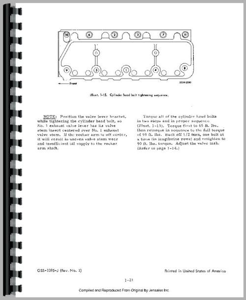 Service Manual for International Harvester 4500B Forklift Engine Sample Page From Manual