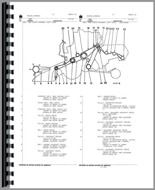 Parts Manual for International Harvester 453 Combine Sample Page From Manual