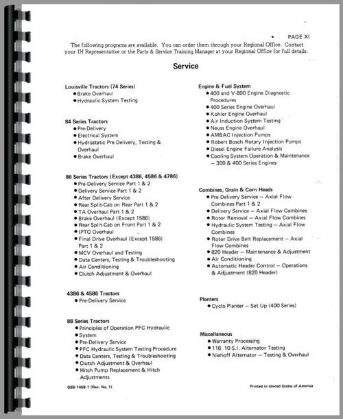Service Manual for International Harvester 4568 Tractor Engine Sample Page From Manual