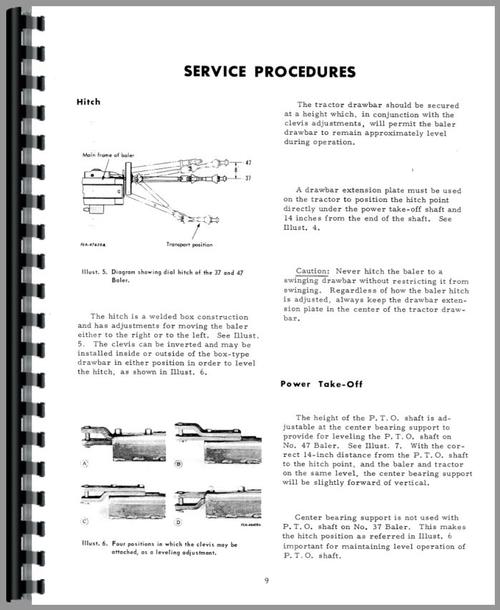 Service Manual for International Harvester 47W Baler Sample Page From Manual