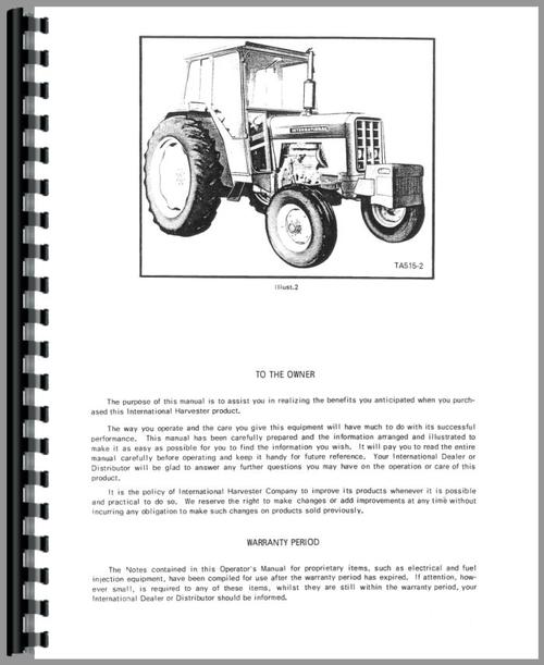Operators Manual for International Harvester 475 Tractor Sample Page From Manual