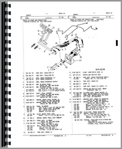 Parts Manual for International Harvester 484 Tractor Sample Page From Manual