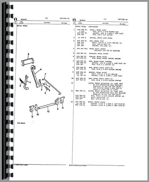 Parts Manual for International Harvester 500C Crawler Sample Page From Manual