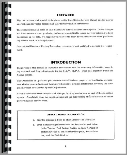 Service Manual for International Harvester 500 Crawler Sample Page From Manual